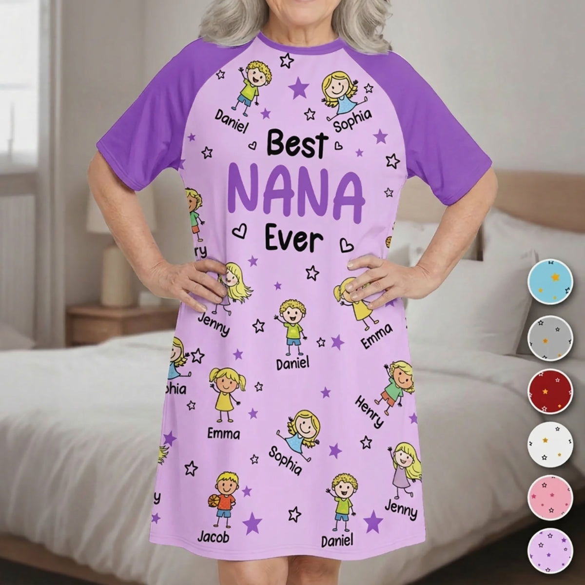Personalized Women's Sleep Tee - Mother's Day Birthday Gifts For Mom Grandma