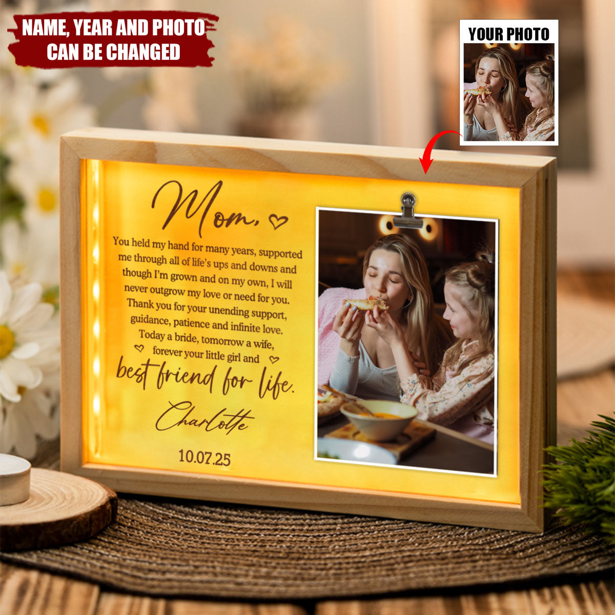 Forever Your Little Girl And Best Friend For Life - Personalized Frame Light Box, Mother's Day Gift for Mom