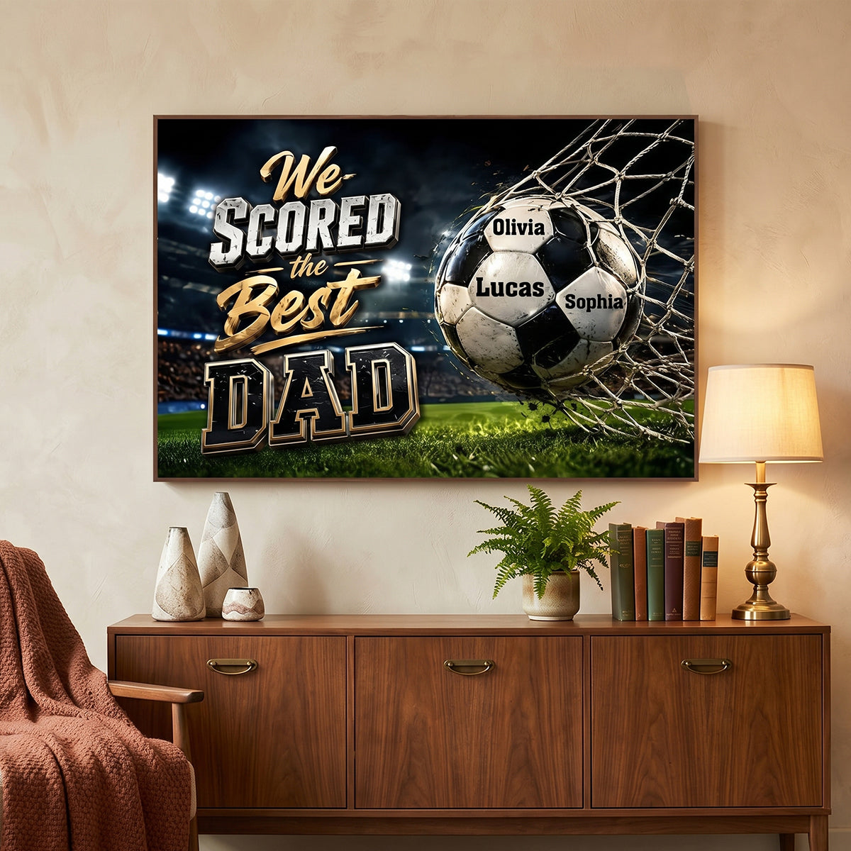 Personalized "We Scored The Best Dad" Canvas Poster | Father's Day Gift For Soccer Loving Dads