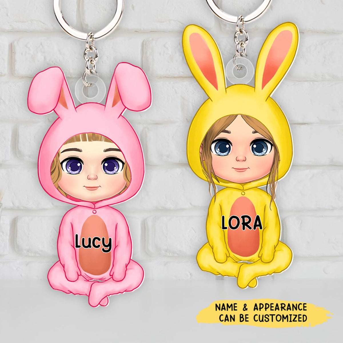 Easter Bunny Cute Kid Personalized Acrylic Keychain,Easter Gift