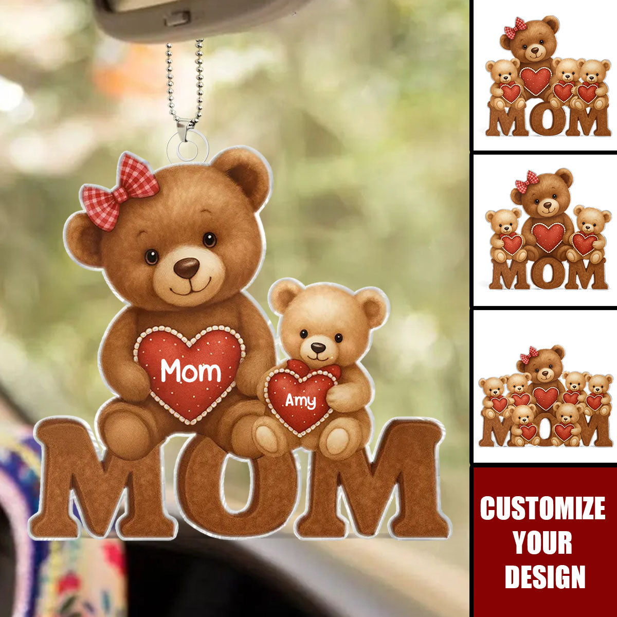 Personalized Acrylic Car Ornament Mama Bear Gift For Mom,Mother's Day Gift