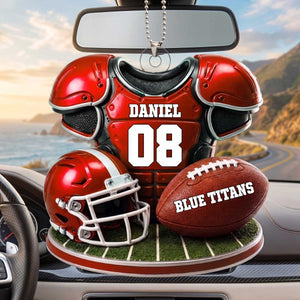 Personalized American Football Acrylic Car Ornament - Gifts For American Football Lovers
