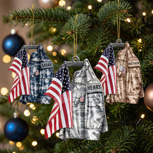 Personalized Military Uniform American Flag Acrylic Ornament | Gift For Veteran Soldier Military Family