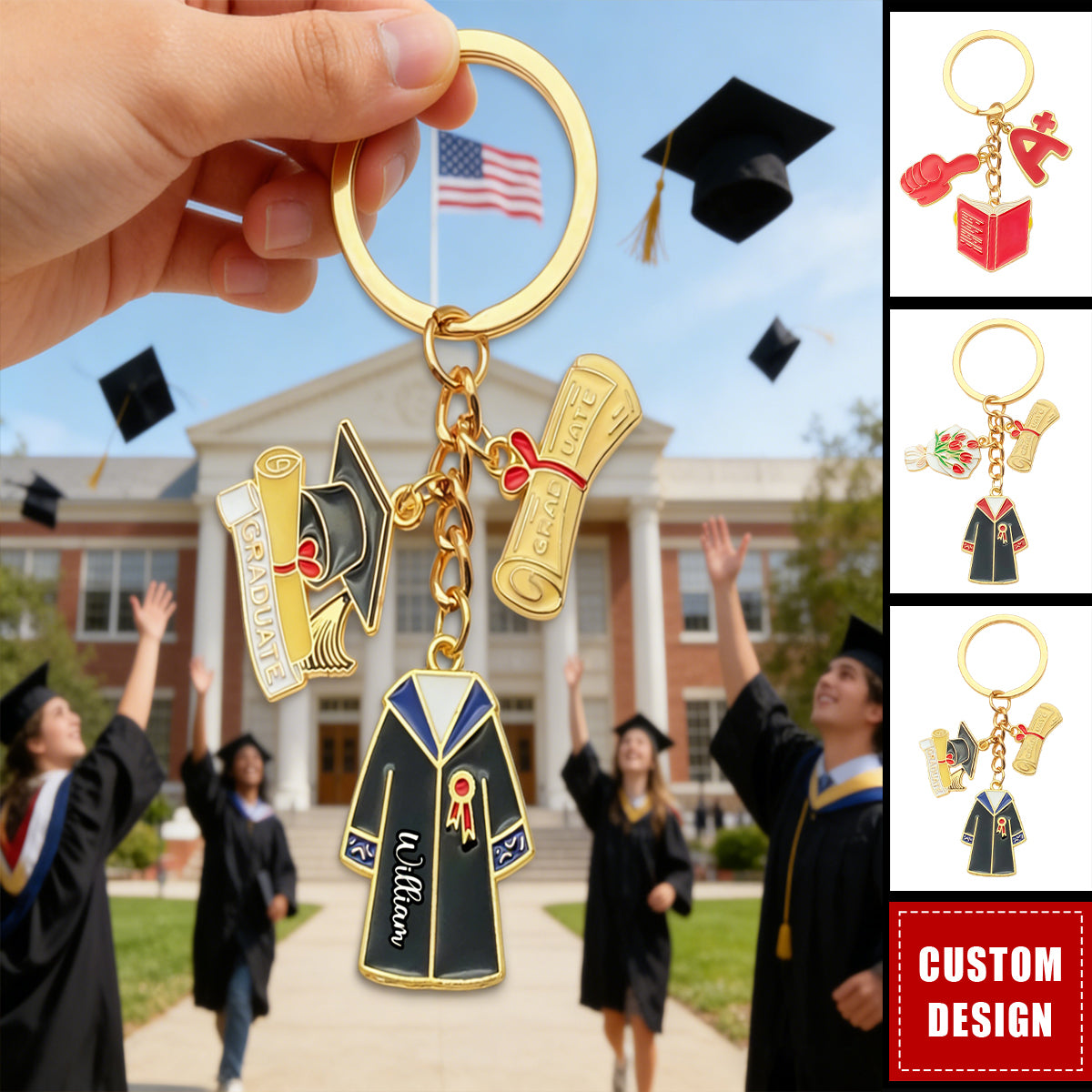 Personalized Graduation Souvenir Keychain With Name | Grad Season Gift For Graduates & Students