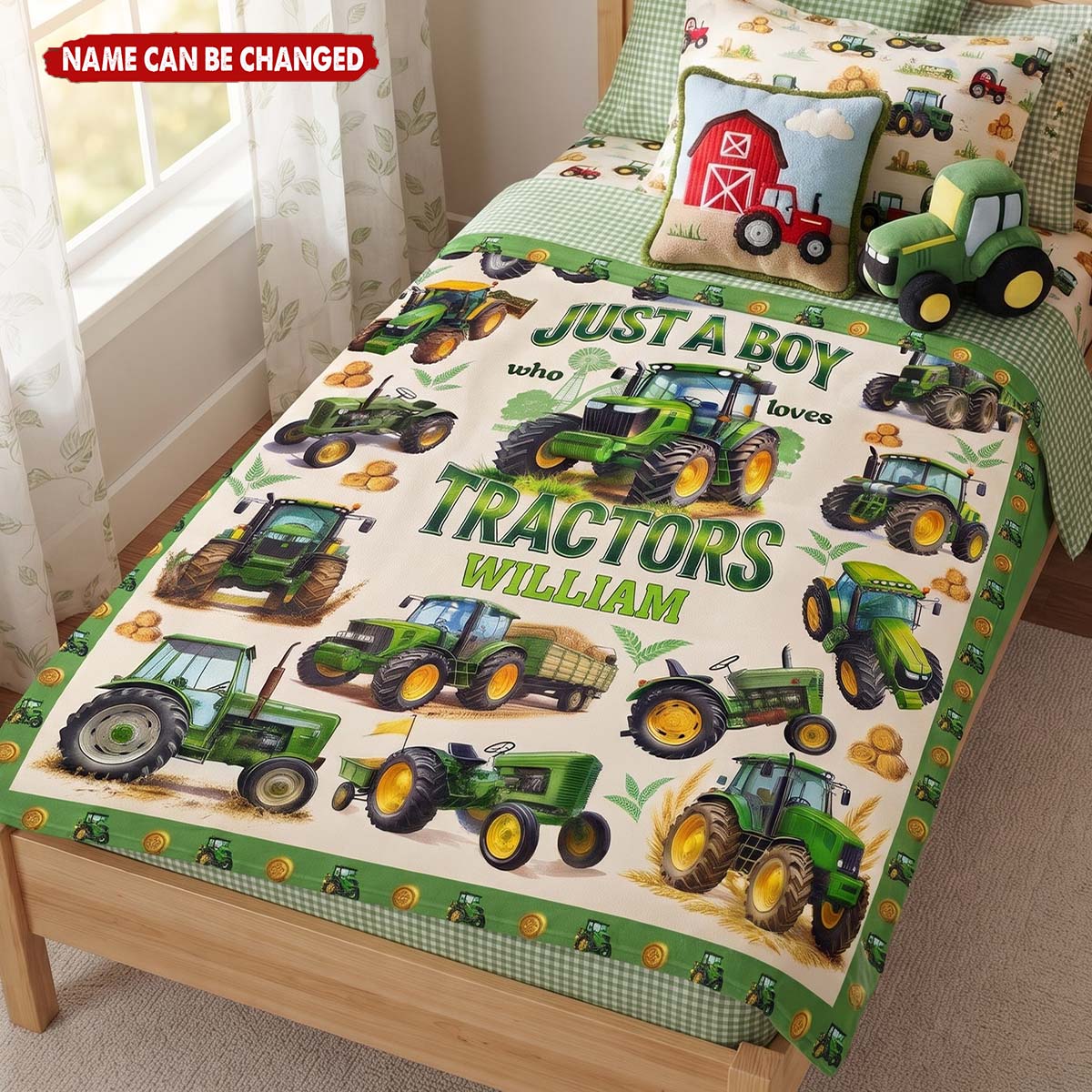 Personalized Just A Boy Who Loves Tractors Blanket - Custom Farm Christmas Birthday Gift For Son Grandson