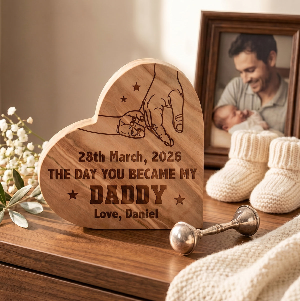 Personalized "The Day You Became My" Wood Plaque | Father's Day Keepsake