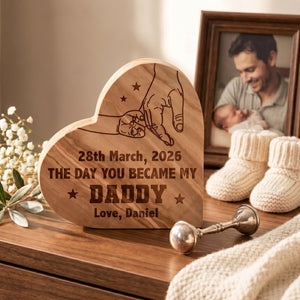 Personalized "The Day You Became My" Wood Plaque | Father's Day Keepsake