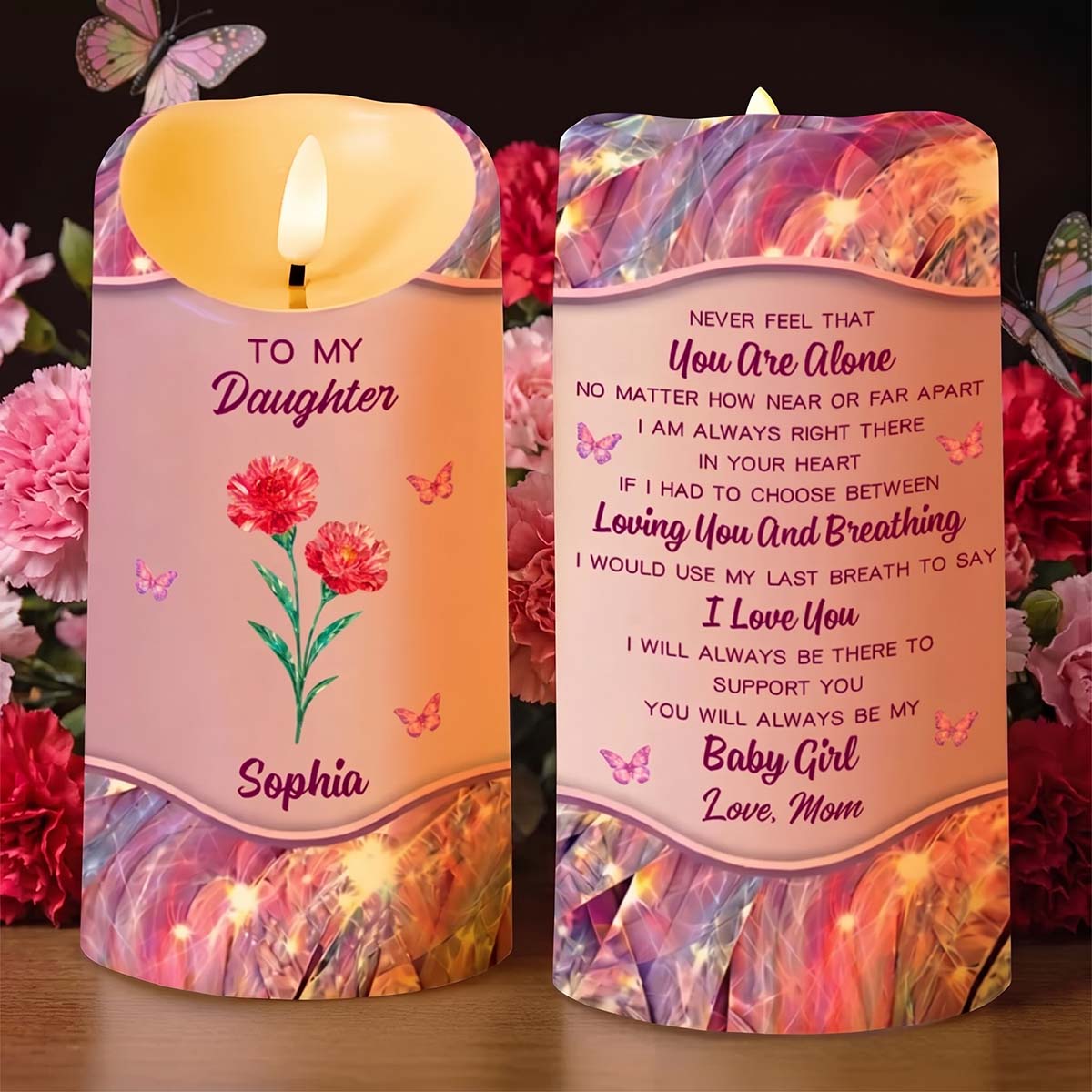 To My Daughter Never Feel That You Are Alone - Personalized LED Candle Birthday Keepsake For Daughter