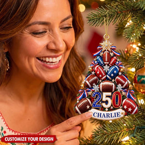 Personalized USA 250th Anniversary Football Acrylic Tree Ornament - Christmas Gift For Sports Lover