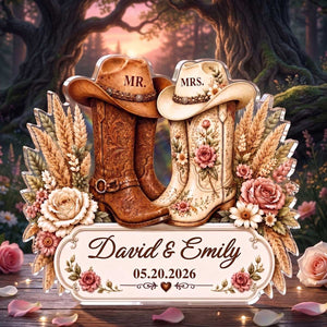 Personalized "Two Boots One Love" Couple Acrylic Plaque | Custom Wedding Date Keepsake, Western Wedding Gift