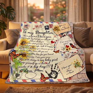 Personalized Vintage Letter To My Daughter Fleece Blanket - Christmas Birthday Gift For Daughter From Mom
