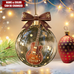 Personalized "Guitar Dreams" Christmas Ornament With Name & Color | Musical Instrument Decoration – Best Gift For Guitarist Music Teacher