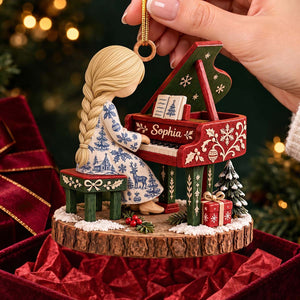 Pianist Girl Christmas Acrylic Ornament - Personalized Gifts For Piano Lovers