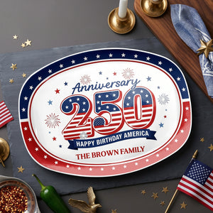 Personalized USA 250th Anniversary Serving Plate | 1776-2026 Patriotic Decorative Gift For Family