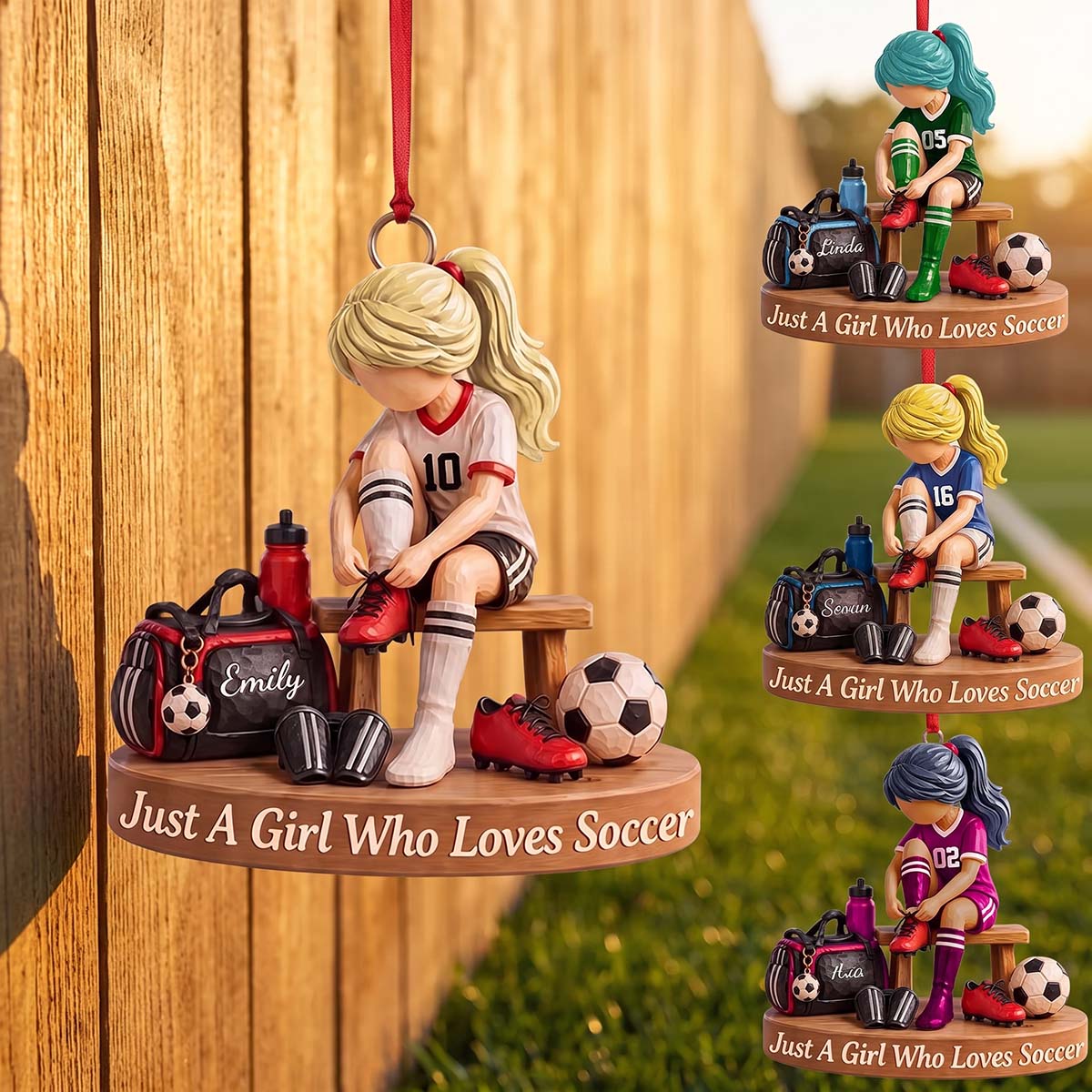Personalized Soccer Acrylic Girl Ornament - Christmas Gift For Teen Girls Soccer Lover
