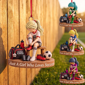 Personalized Soccer Acrylic Girl Ornament - Christmas Gift For Teen Girls Soccer Lover