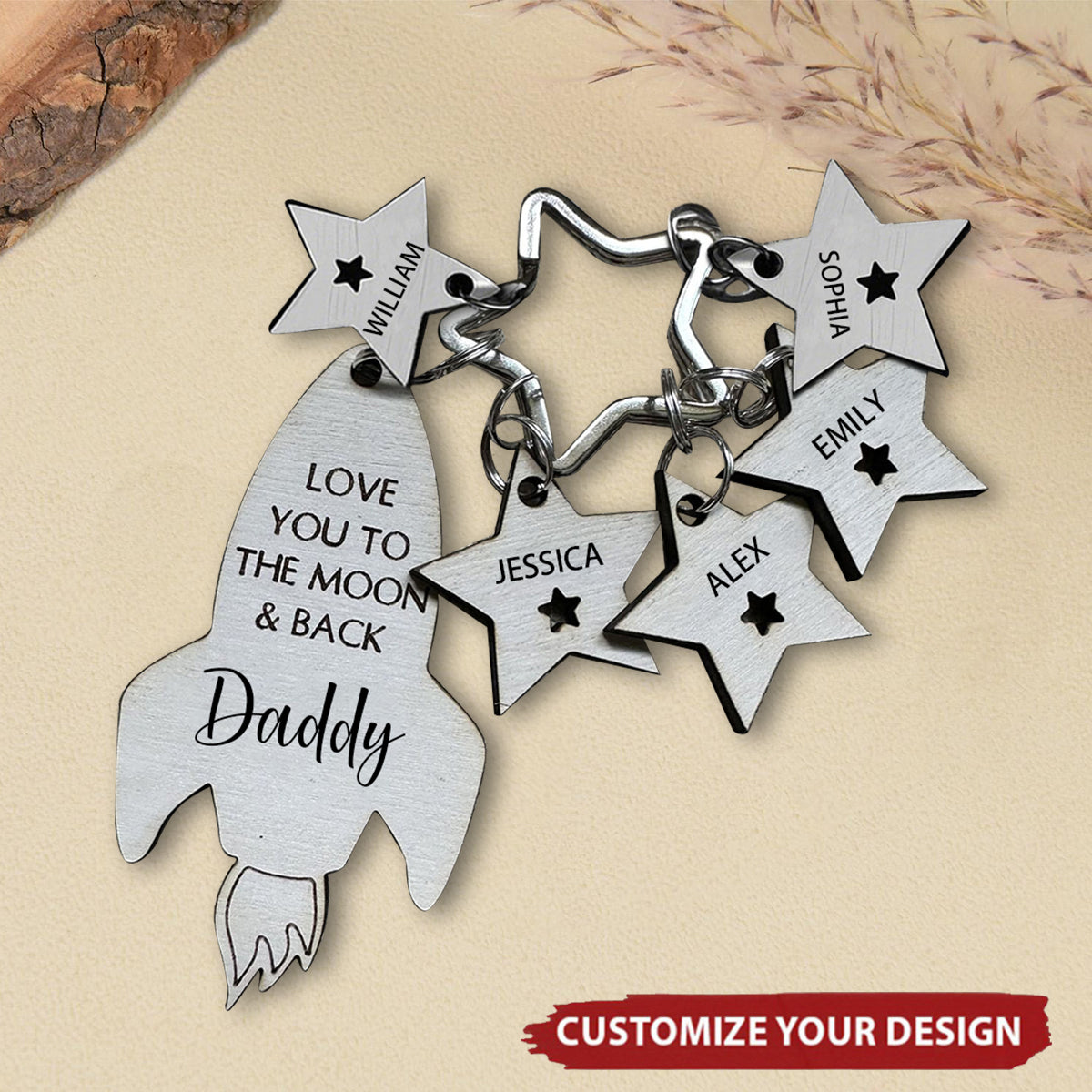 Personalized Keychain - Love You To The Moon And Back