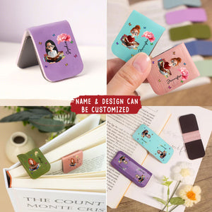 Personalized "My Blooming Pages" Leather Magnetic Bookmark With Name & Design Thoughtful Gift For Book Lover