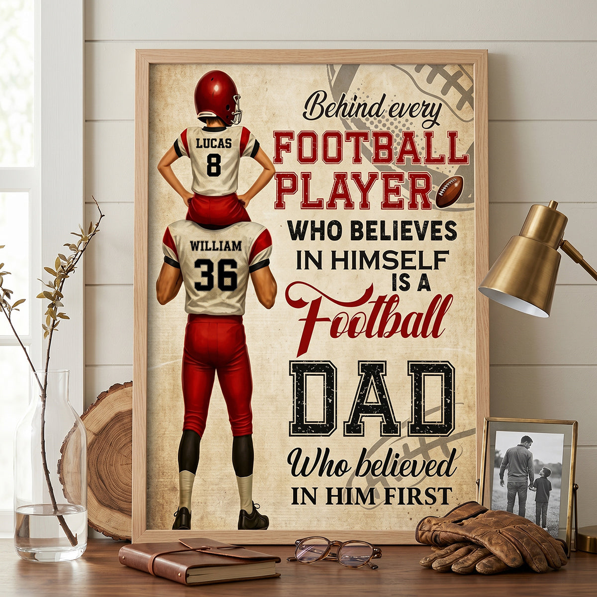 Personalized Football Dad Quote Canvas Poster | Unique Father's Day Gift