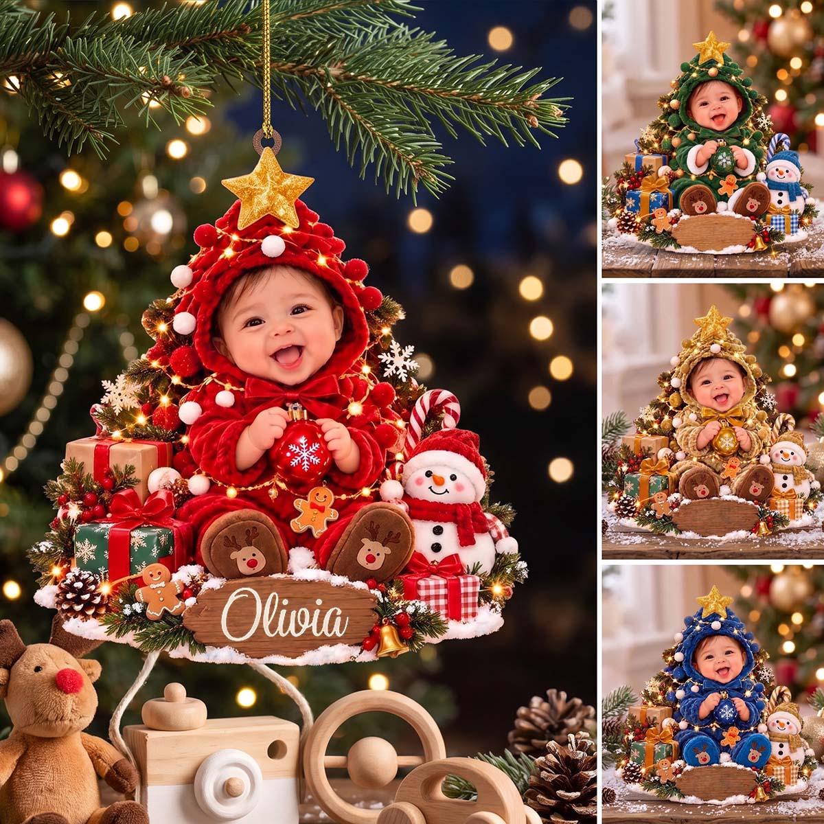 Personalized Newborn Photo Christmas Acrylic Ornament | Baby First Christmas Gift For Family