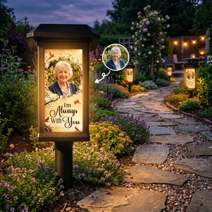 Personalized Memorial Solar Garden Light With Photo | Gone From Sight Sympathy Gift For Loss Of Love