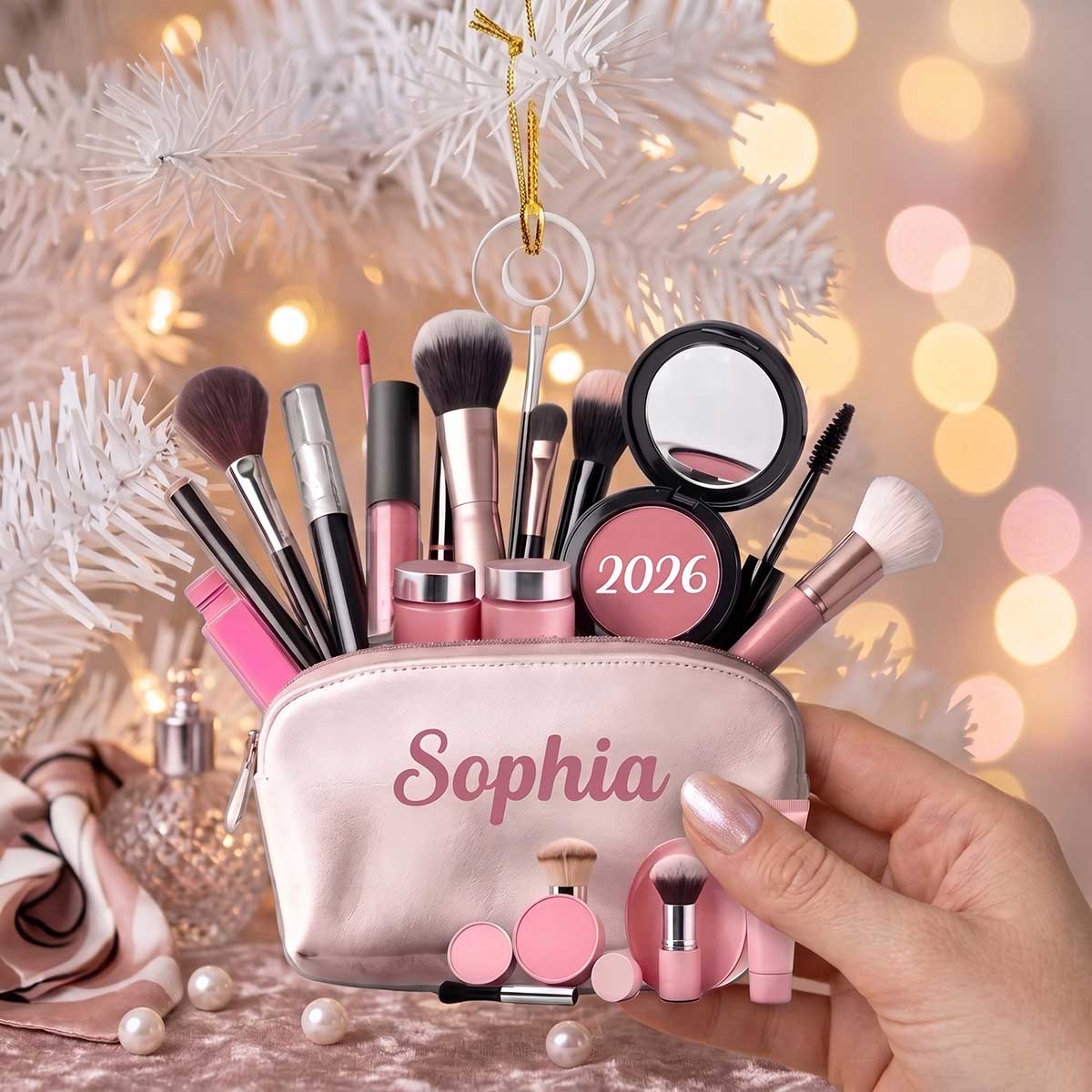 Personalized Makeup Acrylic Ornament - Christmas Keepsake Gift for Makeup Lovers