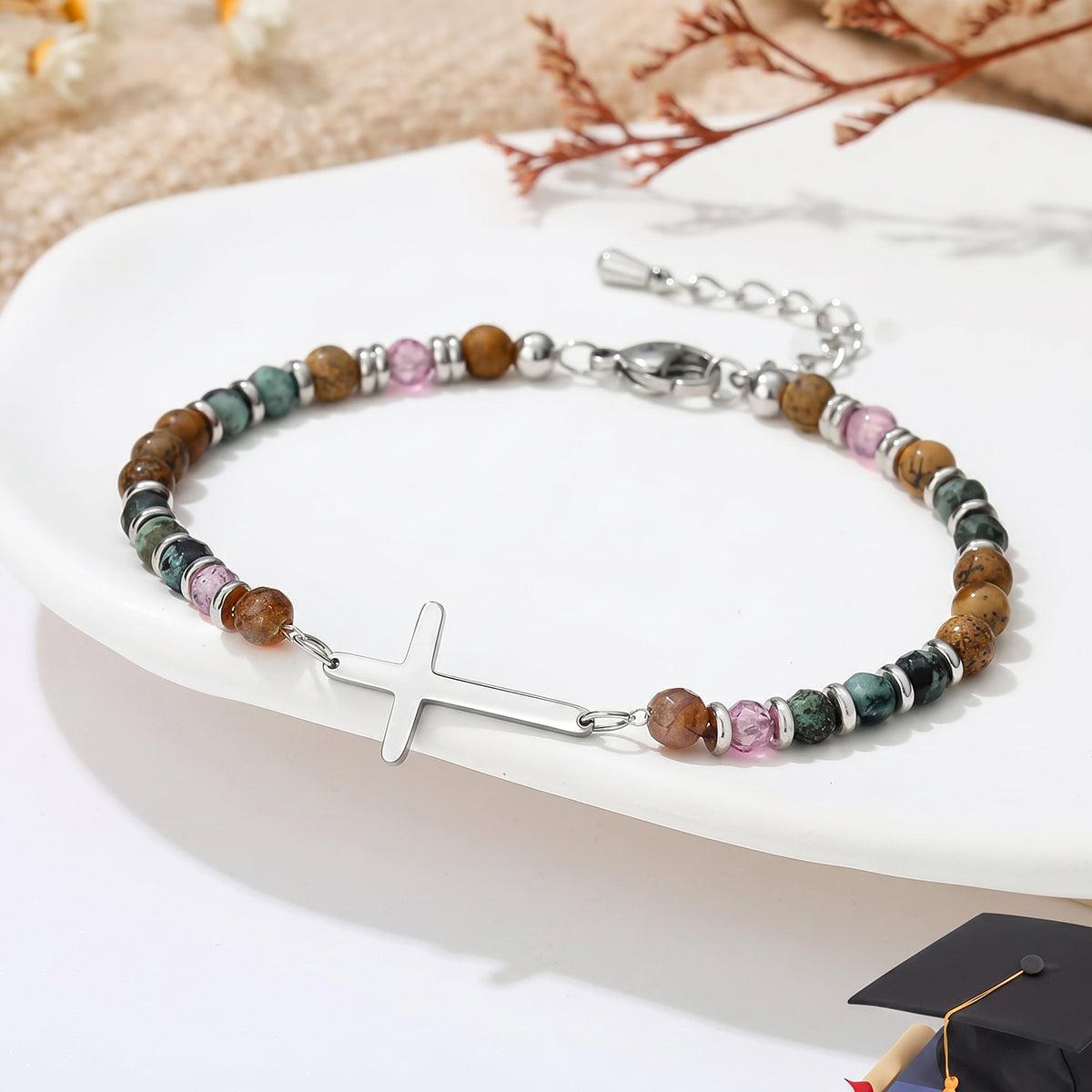 Personalized Graduation Bracelet With "The Adventure Begins", Inspirational Gift For Class Of 2026