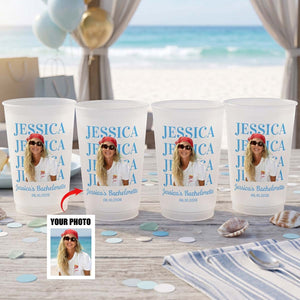 Personalized Photo Frosted Plastic Cups | Perfect For Birthday Bachelorette Weekend For Girl Squad
