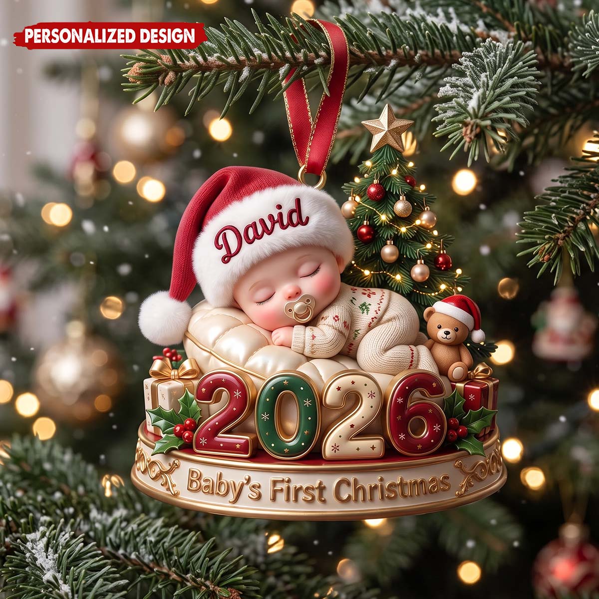Personalized Baby's First Christmas 2026 Ornament - Christmas Keepsake Gift For Newborn, New Parents