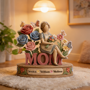 Personalized Floral Garden Style Acrylic Plaque With Kid's Names - Mother's Day Gift For Mom
