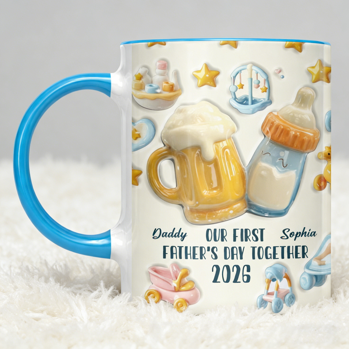 Personalized "Our First Father's Day Together" Ceramic Accent Mug With Names & Year | Heartfelt 2026 Gift For New Dads