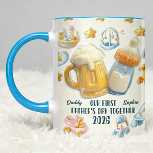 Personalized "Our First Father's Day Together" Ceramic Accent Mug With Names & Year | Heartfelt 2026 Gift For New Dads