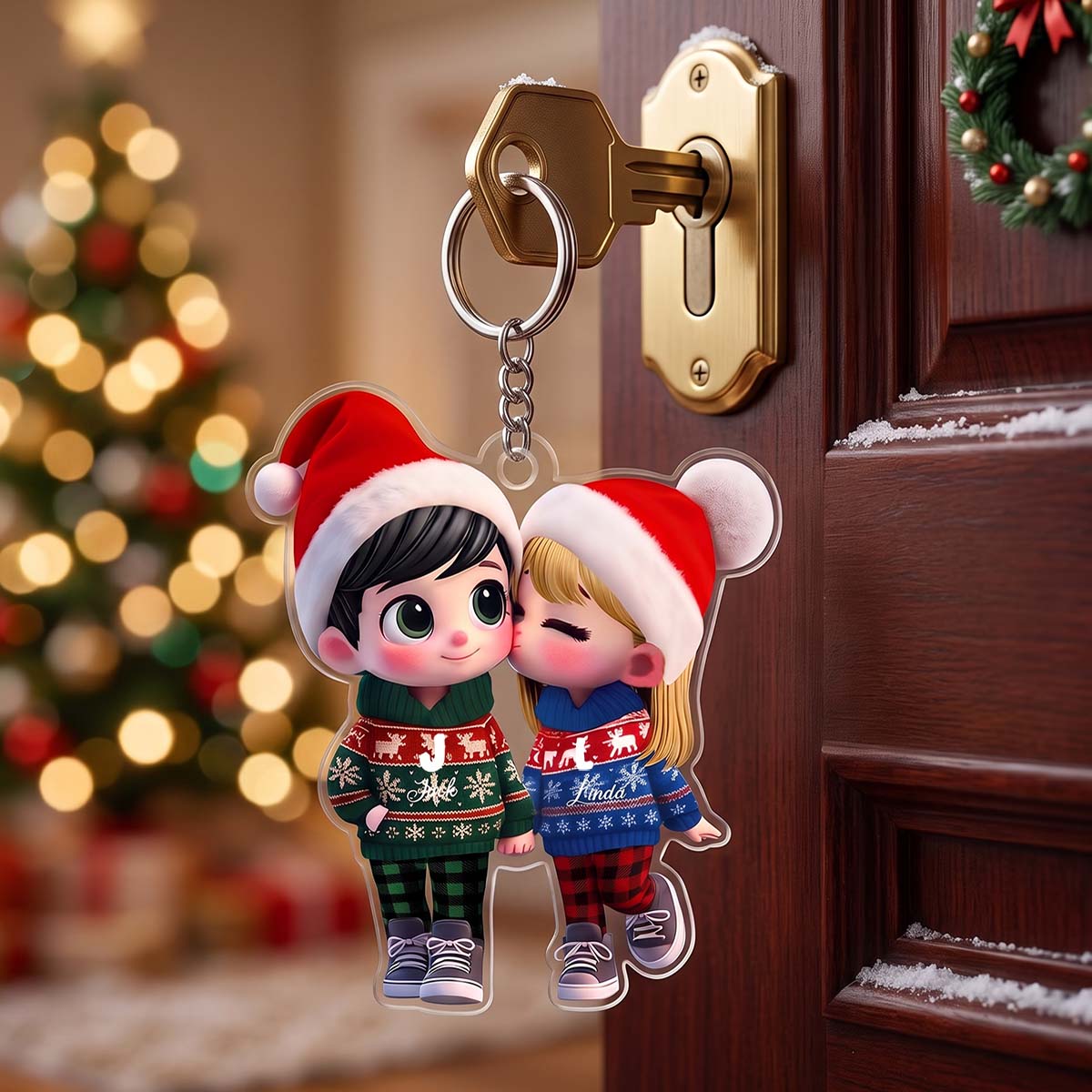 Personalized Couple Kissing Acrylic Keychain | Christmas Gift For Couple