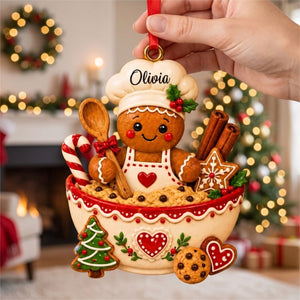 Personalized Gingerbread Chef Acrylic Ornament - Baking Spirits Bright Christmas Gift