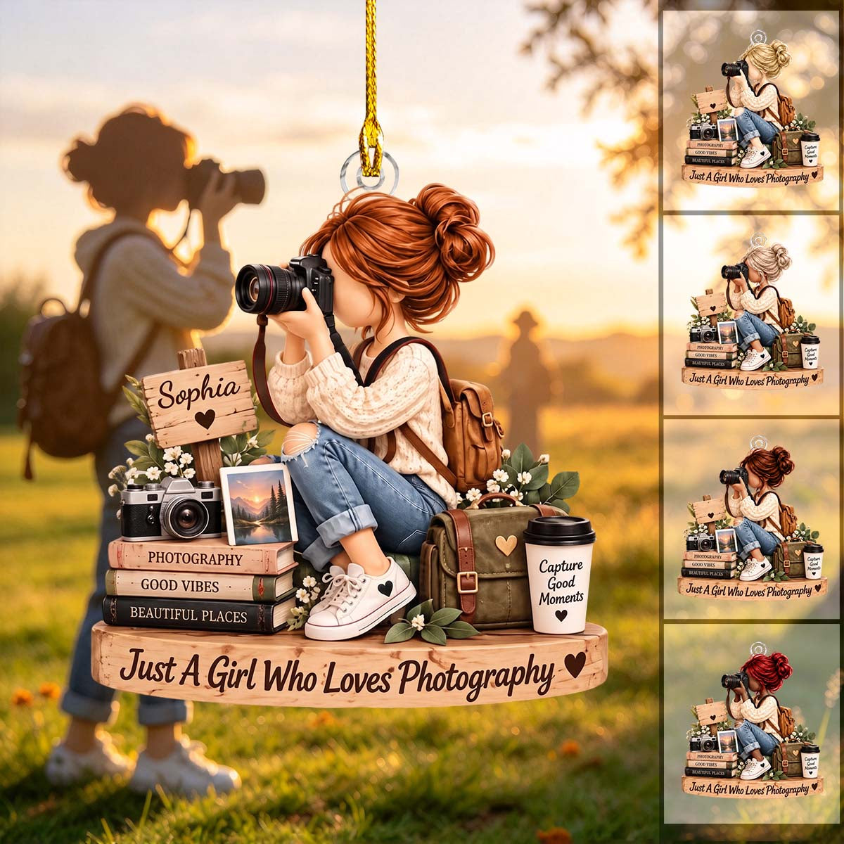 Personalized Photographer Girl Acrylic Ornament | Christmas Keepsake Gift For Her