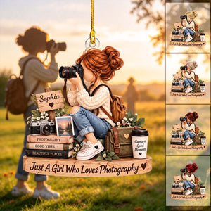 Personalized Photographer Girl Acrylic Ornament | Christmas Keepsake Gift For Her