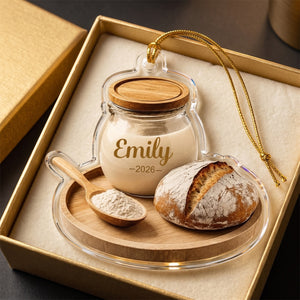 Personalized Sourdough Starter Christmas Ornament With Name & Year - Unique Baking Lover Gift