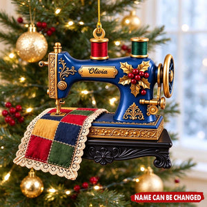 Personalized Christmas Sewing Machine Acrylic Ornament - Gifts For Seamstress & Crafters Sewing Lovers