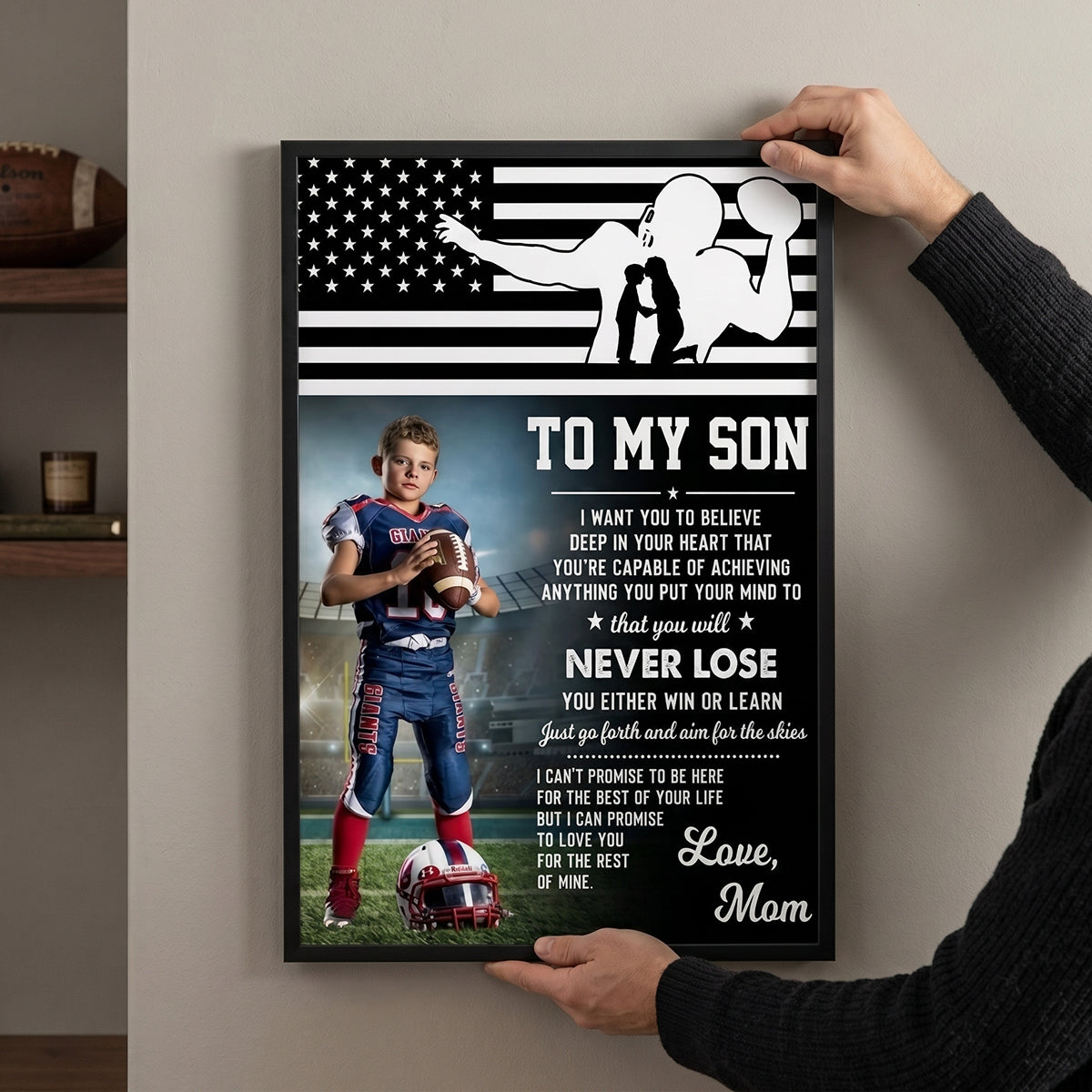 Personalized American Football Canvas / Poster - Custom Gift For Son Or Daughter From Mom And Dad