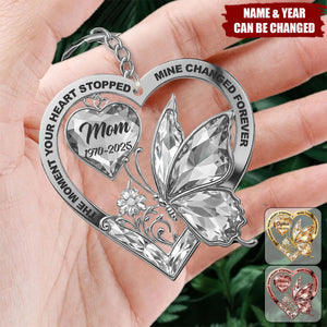 Personalized Memorial Butterfly & Heart Car Acrylic Keychain With Name & Year & Color | Soul-Stirring Sympathy Bereavement Gift For Loss Of Loved One
