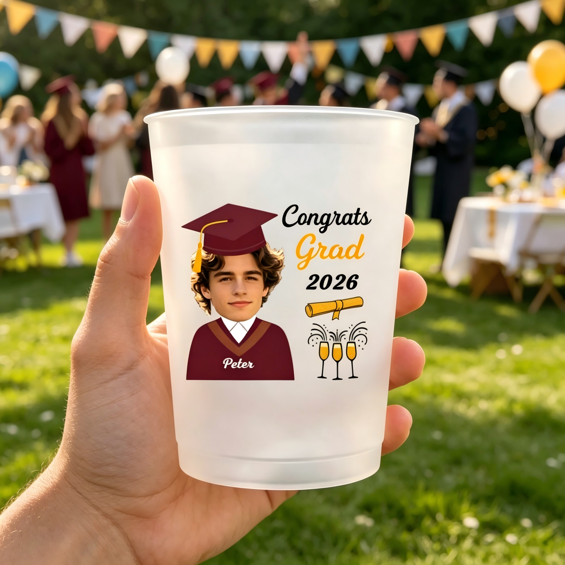 Personalized Frosted Funny Face Congrats Grad 2026 Cups With  Name | Creative Party Decor For Him Her