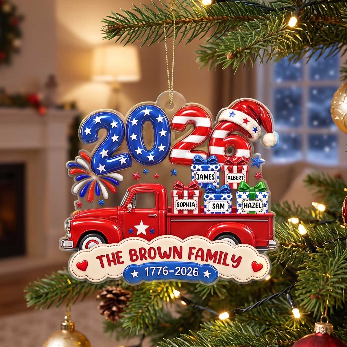 Christmas Loaded With Love And American Pride - Personalized Family Acrylic Ornament