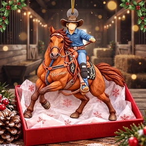 Personalized Cowboy Riding Horse Acrylic Ornament Christmas Gift For Horse Lovers Cowboys