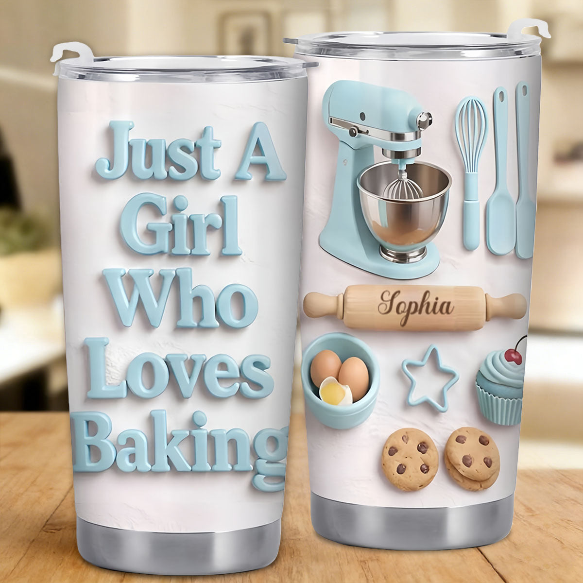 Personalized "Just A Girl Who Loves Baking" Tumbler With Name & Color | Gift For Daughter Mom Bakers