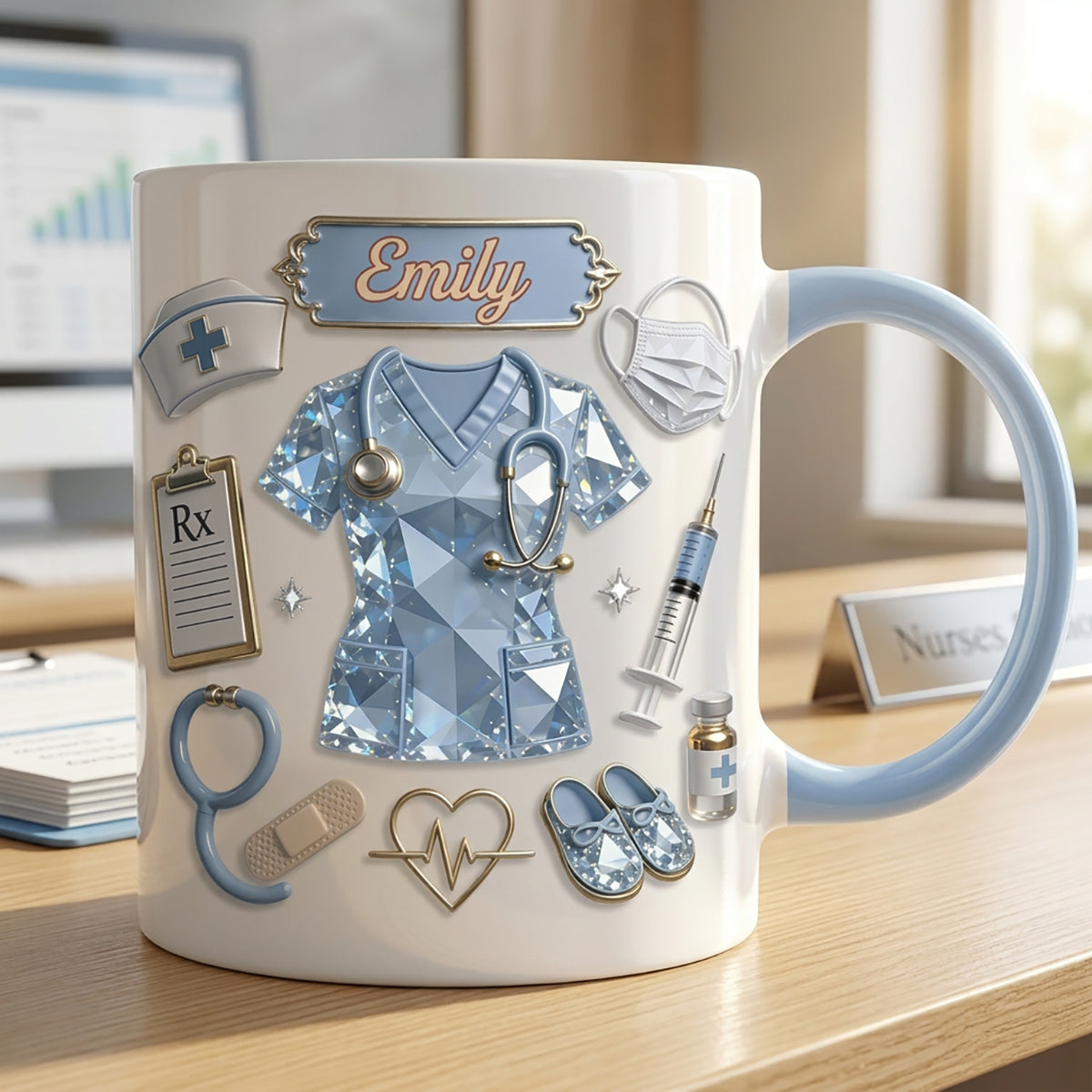 Personalized 3D Efftet Nurse Scrubs Mug - Gift For RN, LPN, Nursing Student, Medical Staff
