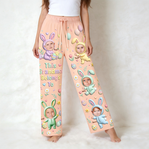 Personalized "This Grandma Belongs To" Pajama Pants With 1-5 Grandkids' Photos & Names | Easter Gifts