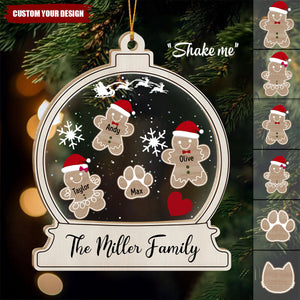 Personalized Gingerbread Hat Family Shaker Ornament With 1-6 Names & Year Sweet Christmas Gift For Family & Friends