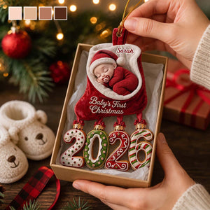 Personalized Sleeping Baby Stocking Acrylic Ornament | Baby's First Christmas Heirloom Gift For Family