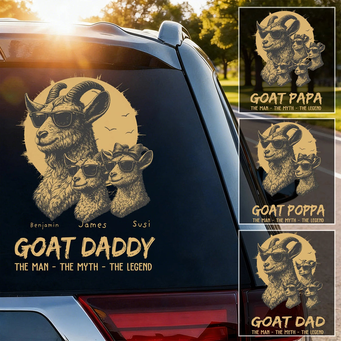 The Man The Myth The Legend - Personalized Custom Goat Dad Car Decal