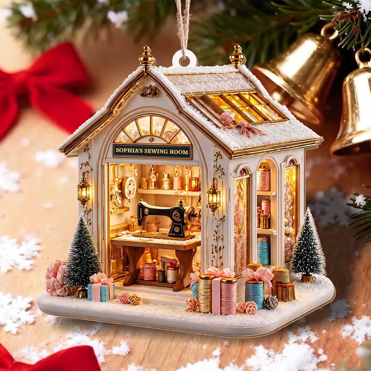 Personalized "My Sewing Room" Acrylic Ornament - Christmas Sewing Machine Gift For Quilters Seamstress